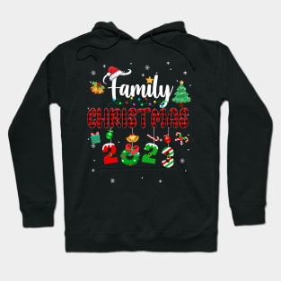 Family Christmas 2023 Matching Red Plaid Squad Santa Elf Hoodie